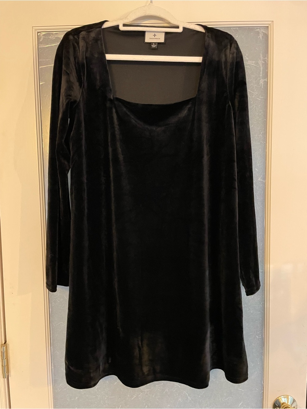 Tuckernuck Black Velvet Long-Sleeve Square Neck Dress